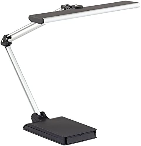 Flynn 25" High Desk Lamp USB Silver Adjustable LED Phone Cradle Black Task - Image 2