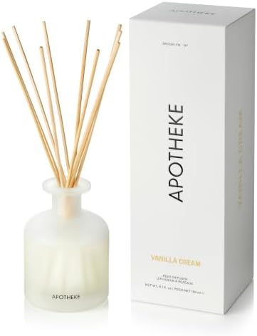 Apotheke Scented Reed Diffuser for Home, Vanilla Cream, 10 Reed Sticks by Unknown