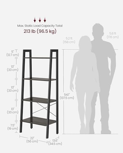 VASAGLE Ladder Shelf, Bookcase Book Shelf, Storage Shelves, 4-Tier, 22In - Image 3