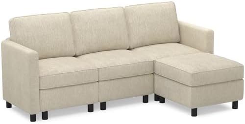 Belffin 84.3" 4 Seats L Shaped Couch Modular Sectional Sofa Washable Sectional Couches for Living Room Comfy Couches with Storage Seat Couch Sofas with Chaise,Beige - Image 7