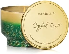 Capri Blue Crystal Pine Scented - Glimmer Inverted Jar Candles - Soy Candles - Holiday Candle with Emerald Green & Gold Ombre Glass Candle Holder (10 oz) by Unknown