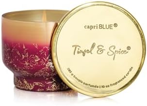 Capri Blue Tinsel & Spice Scented Candles for Home - Glimmer Inverted Jar Candles - Soy Candles - Holiday Candle with Mulberry & Gold Ombre Glass Holder (10 oz) by Unknown