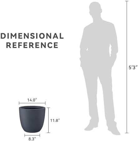 Kante Charcoal Concrete Planter 14" Dia All-Weather Round Accent Pot - Image 7