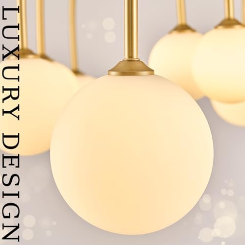 CATINER Modern 59" 18-Light Gold Sputnik Chandelier with Milk Glass Globe - Image 5
