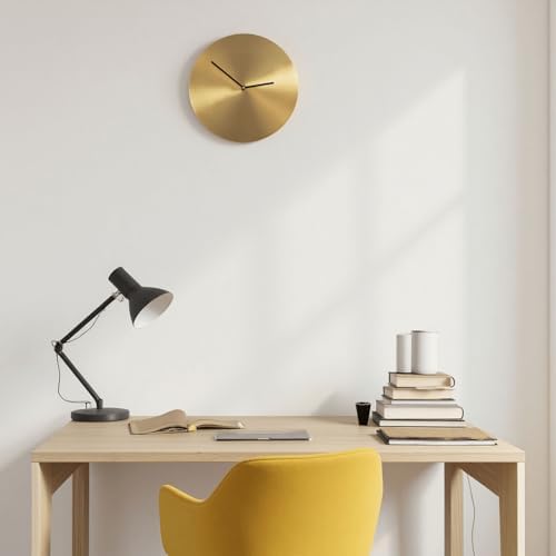 Scandinavian Minimalist Solid Copper Wall Clock - Modern Silent Non-Ticking Luxury Gold Clock for Living Room, Creative Home Decor Quartz Clock (Without Markings)，Wall Art Decor - Image 7