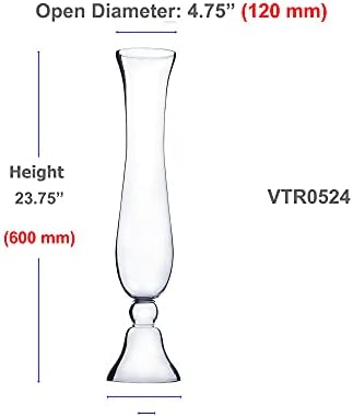 WGV Trumpet Glass Vase, Open Width 4.75", Height 23.75", (Multiple Sizes Choices) Clear Large Floral Planter Centerpiece, Wedding Event Home Decor, 1 Piece (VTR0524) - Image 2