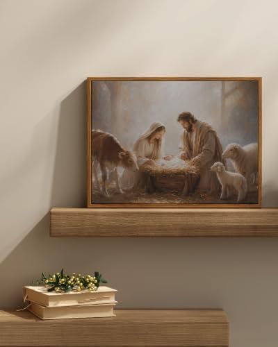 InSimSea Vintage Nativity Art Christmas Decor, Framed, 16x12in - Image 2