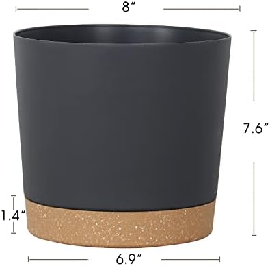 kubvici Plant Pots for Indoor Plants, 2 Pack 8 Inch Flower Pot (8” Black) - Image 3