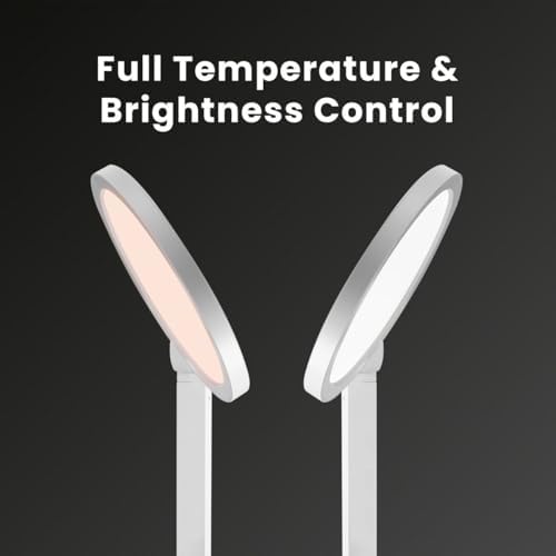 LUME CUBE Edge 2.0 LED Desk Lamp | Dimmable Home Office Desk Light with USB Charging Port & Strong Swing Arm | Adjustable Color Temperature and Brightness | Circle Webcam Light - White - Image 5