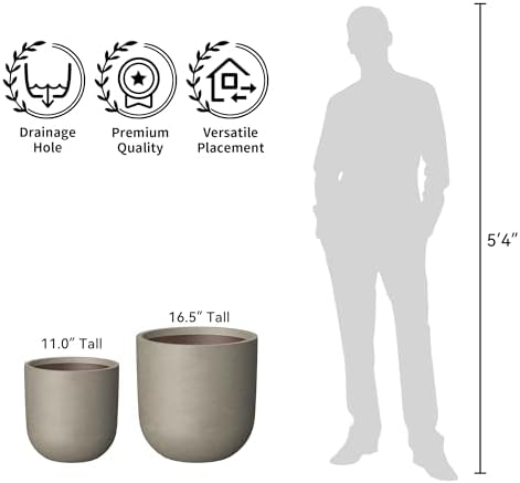 Kante Large Round Capsule Weathered Concrete Planter 16.5" Dia, Outdoor - Image 7