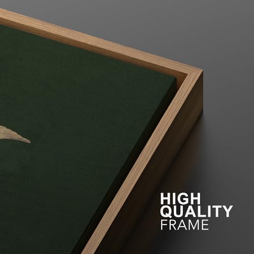 SIGNWIN Framed Canvas Print Wall Art Set Golden Cranes in Flight on Deep Green Illustrations Modern Art Rustic Colorful Ultra for Living Room, Bedroom, Office - 16"" x24 x2 Natural - Image 5