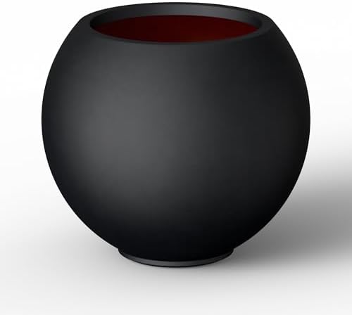 Kante Small Round Sphere Black Concrete Planter 11" Dia, Outdoor by Unknown