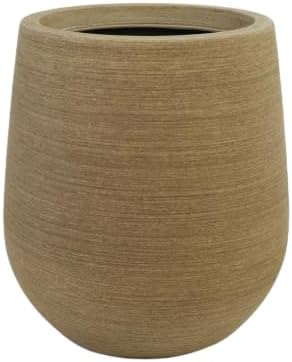 16.9" H Wood-like Large Plastic Tall Planter with Drainage Holes and Plug by UPPERSTONELIVING