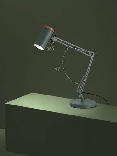 TORCHSTAR Tall Swing Arm Desk Lamp with Wooden Accent, Large Size, Green - Image 3