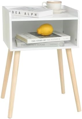 MaxSmeo White Nightstand, Small Bedside Table for Small Spaces by MaxSmeo