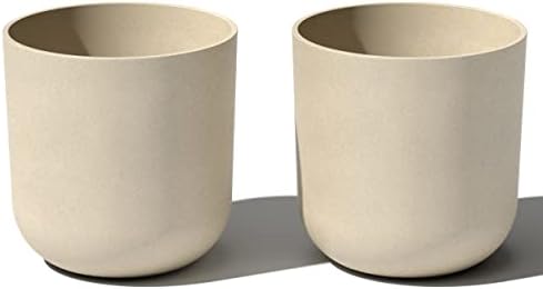 Veradek Round Lima Plastic Planter Pots for Indoor/Outdoor Garden Use, Sand Color, 5 Year Warranty by VeradekOutdoor