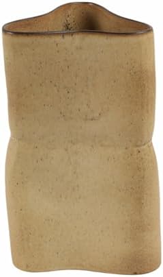 Modern Hourglass Vase for Home Decor - Ceramic Earthenware for Bathroom, Bedroom, Kitchen, and Living Room Styling - Flower Pot Accent for Office Shelf, Console, and Mantel Display - 12", Tan - Image 6