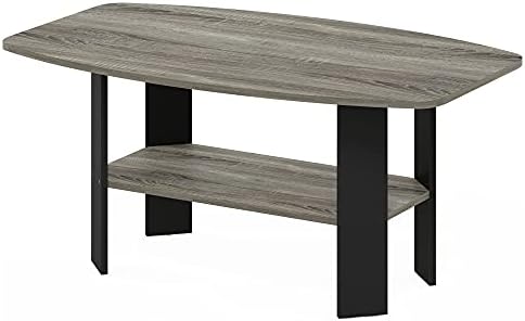 Furinno Simple Design Coffee Table, French Oak Grey/Black - Image 5