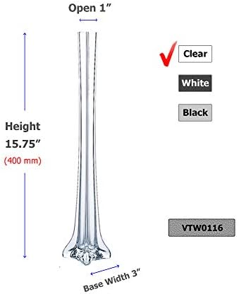 WGV Eiffel Tower Vase Bulk, Open 1", Height 16", (Multiple Sizes Choices) Clear Glass Floral Container with Sturdy Base, Flower Centerpiece for Wedding Event Home Decor, Arts Crafts, 12 Pieces - Image 2