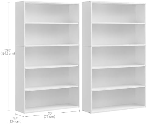 VASAGLE Set of 2 5-Tier Bookshelves with Adjustable Storage Shelves - Image 3