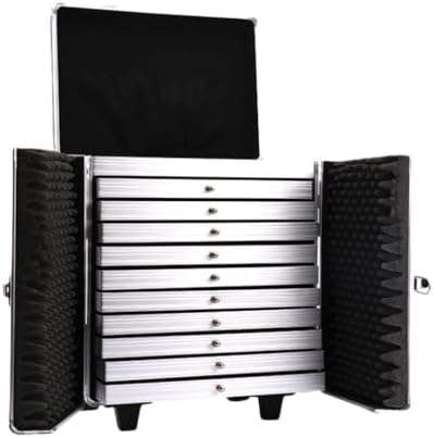 Rolling Jewelry Trolley Case with Drawers Sturdy Cases for Travel and Vendor Showes Jewels Sets Display Organizer (Black 2) by SCIKHEFT