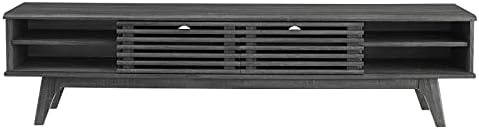 Modway Render Mid-Century Modern Low Profile 70 Inch Media Console TV Stand in Charcoal, 70" - Image 4