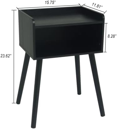 MaxSmeo Nightstand, Mid Century Black Side Table Bedroom with Storage - Image 3