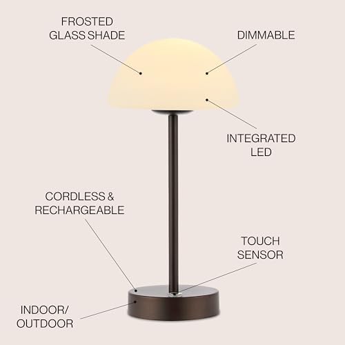 JONATHAN Y Xavier 12.5" Metal Cordless LED Table Lamp, Oil Rubbed Bronze - Image 3