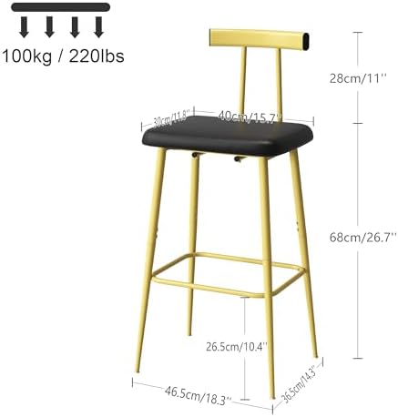 Kitchen Bar Stools set of 2,Stool Kitchen Counter,Gold Counter Height Stool - Image 2