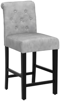 LSSBOUGHT 24 Inches Upholstered Counter Stools, Bar Stools Set of 4, Fabric Counter Stools with Back, Counter Height Bar Chairs with Solid Wood Legs for Home Kitchen Island Dining Room, (4pcs,Grey) - Image 4