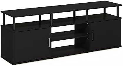 Furinno Jensen Entertainment Center Stand for TV up to 70 Inch, Plastic Pole, Americano/Black by Furinno-FitsYourSpaceFitsYourBudget