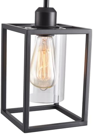 3 Pack Stem Rod Black Pendant Lights for Kitchen Island Industrial Lantern Pendant Light Fixtures with Clear Glass Shade, Farmhouse Adjustable Height Hanging Pendant Lighting - Image 5
