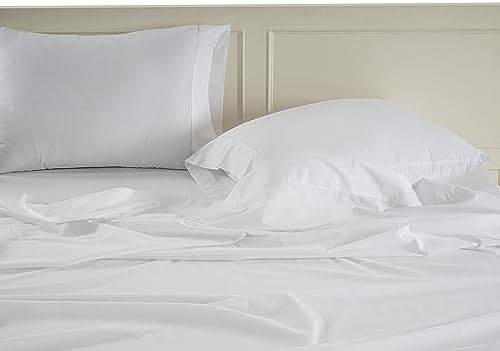LANE LINEN Queen Sheets 100% Organic Cotton 8pc Percale Cooling - White - Image 4