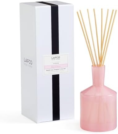 LAFCO New York Classic Reed Diffuser, Blush Rose - 6 oz - Up to 3 Months Fragrance Life - Reusable Glass Vessel - Natural Wood Reeds - Made in the USA by Unknown