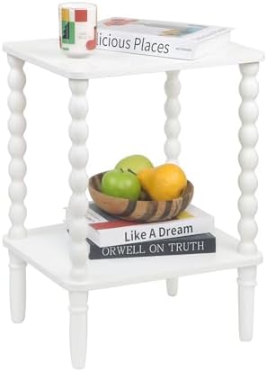 Fultyle White Side Table, 2-Tier Small End Table, Modern Night Stand by Fultyle