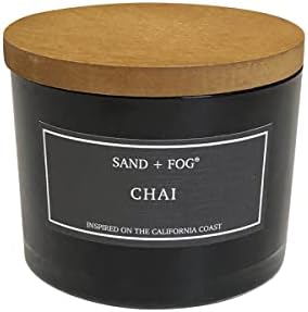 Sand + Fog Scented Candle - Chai – Additional Scents and Sizes – 100% Cotton Lead-Free Wick - Luxury Air Freshening Jar Candles - Perfect Home Decor – 12oz by SandFogHome