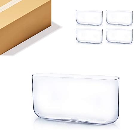 WGV Long Rectangle Block Vase Bulk, Width 3", Length 16", Height 8", Clear Round Corners Glass Floral Container Wedding Party Event Decor, 4 Pieces by WGVInternational-OpusGlassware