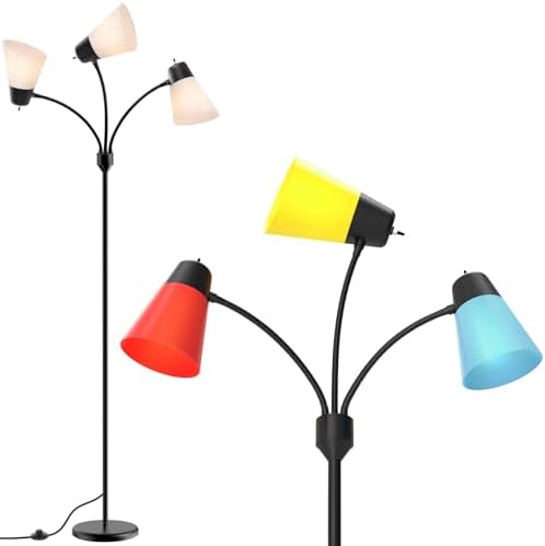 3-Light Floor Lamp LED Medusa Muiti-Head Adjustable Arc Neck Standing Lamp by FOLKSMATE