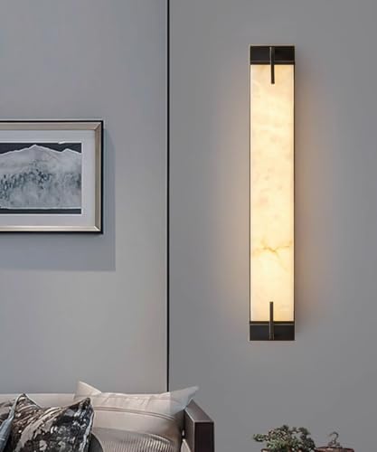 Modern Marble Wall Sconce Natural Alabaster Sconce, 23.6in Black - Image 4