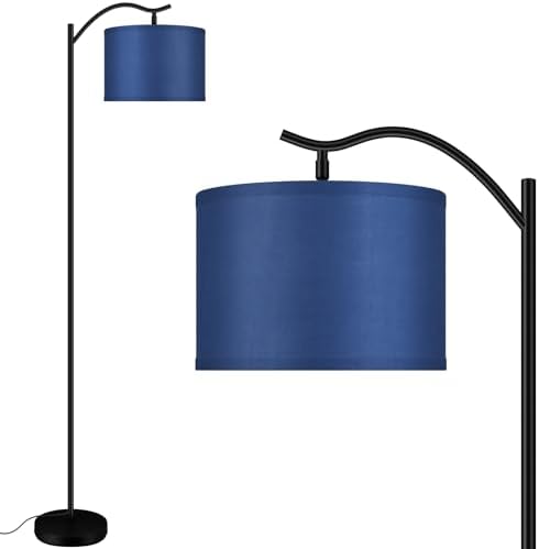 BoostArea Floor Lamp for Living Room,LED Arched Floor Lamp,Tall Modern Standing Lamp with Blue Linen Shade,E26 Socket, Footswitch,Montage Mid Century Floor Lamp for Bedrooms,Corner,Office by BoostArea