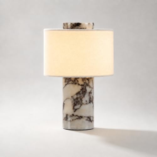 Marble Table Lamp, Rechargeable Cordless Touch Lamp with 3 Color Temperatures & Stepless Dimming, Natural Stone Bedside Night Light, Modern Wireless Lamp for Bedroom Nightstand by NIUZDU
