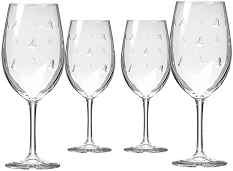Rolf Glass Sailing All Purpose Wine Glass 18 Ounce | Set of 4 Large Wine Glasses | Lead-Free Glass | Engraved Large Wine Glasses | Proudly Made in the USA by RolfGlass