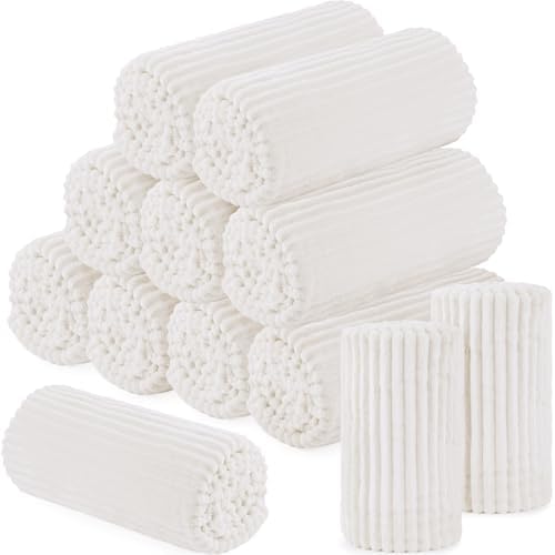 Buryeah 12 Pcs Flannel Blankets Bulk,Fall Outdoor Wedding, Cream White by Buryeah
