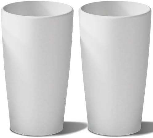 SnugNiture Set of 2 Round Tall Planters 22 Inch, Large Planter for Indoor Outdoor Plants, Modern Flower Pot Containers Large Decorative Tree Planter, White by snugniture
