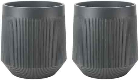 Plant Pots，Set of 2 Plastic Large Pots for Indoor Plants,Flower Pots Outdoor Planters with Drainage Hole and Seamless Saucer,(Gray 12Inches) by Designedforplantlovers%E2%80%A6
