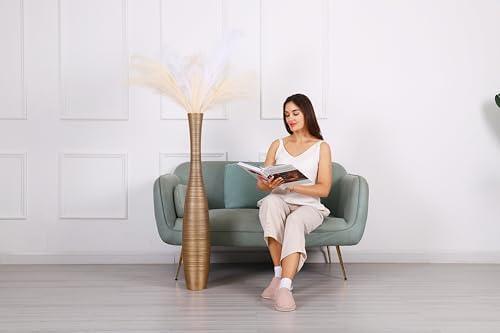 Leewadee Decorative Tall Floor Vase for Living Room Decor, 41 inches, Gold, Resin - Image 6