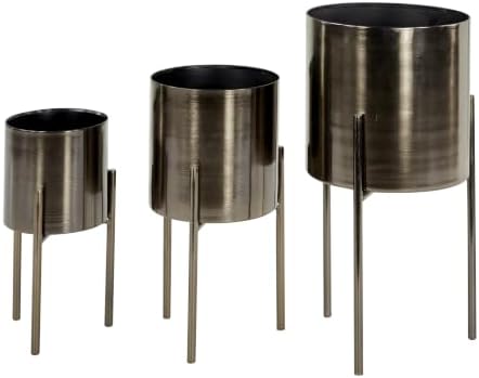 deco 79 Metal Planter, Set of 3 Planter 18", 14", 12" H, Black - Image 2