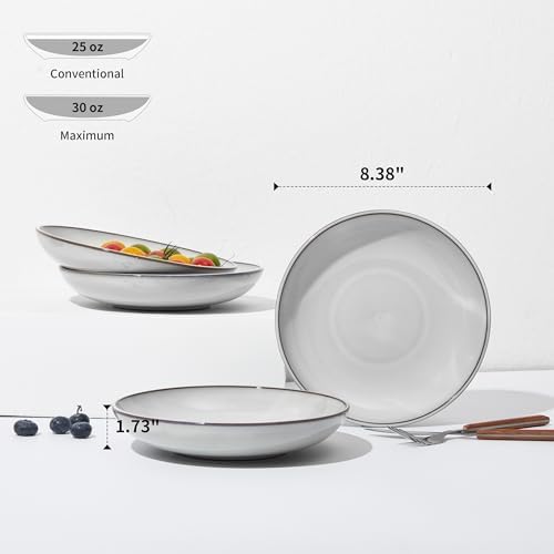 Pokini 8.75'' Ceramic Pasta Bowls Set of 4, Salad Bowls Pasta Serving Bowls - Image 2