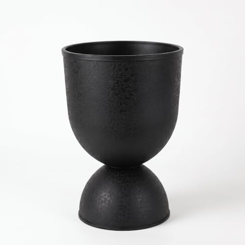 KOL 23 Inch Tall Planters, Black Plastic Urn Planters, 1 Pack by KOL