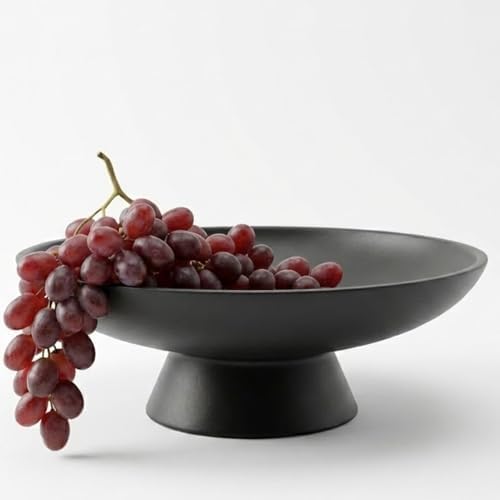 12" Concrete Fruit bowl for Kitchen Counter, Coffee Table Decor, Decorative Key Bowl, Home Décor Accents, Kitchen Counter Decor Black by VivereHome